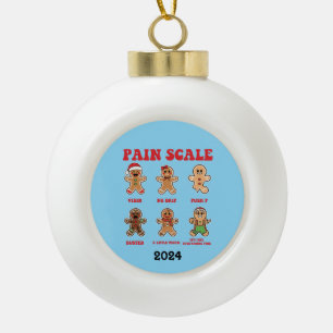 Gingerbread Man Nurse Pain Scale Ceramic Ball Christmas Ornament