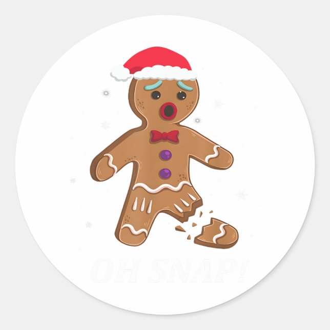 Gingerbread Man Oh Snap Christmas Cookie Costume B Classic Round Sticker (Front)