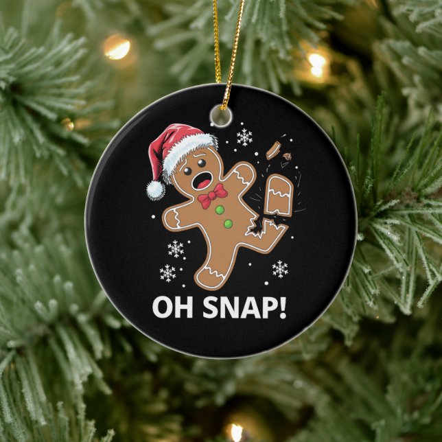 Gingerbread Man Oh Snap Christmas Funny Cookie  Ceramic Tree Decoration (Tree)