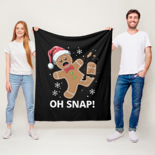 Gingerbread Man Oh Snap Christmas Funny Cookie  Fleece Blanket