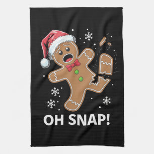 Gingerbread Man Oh Snap Christmas Funny Cookie  Tea Towel