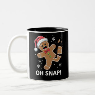Gingerbread Man Oh Snap Christmas Funny Cookie  Two-Tone Coffee Mug