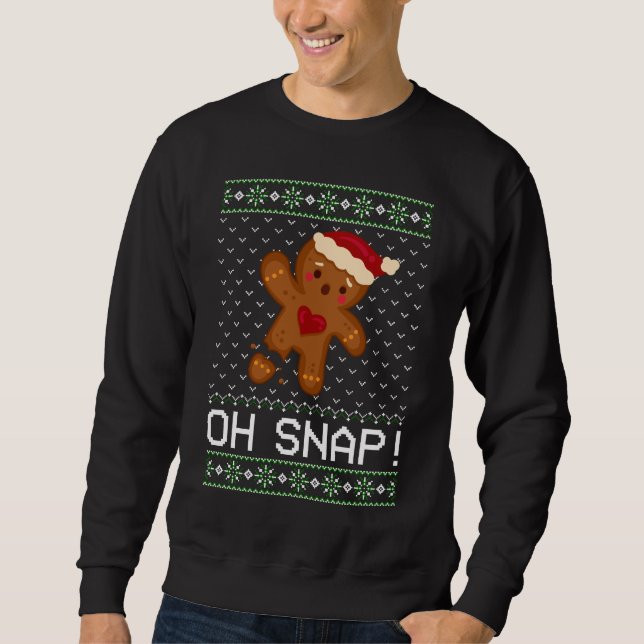 Gingerbread Man Oh Snap Christmas Long Sleeve Sweatshirt (Front)