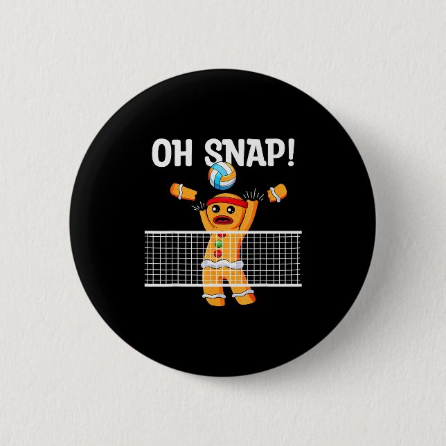 Gingerbread Man Oh Snap Christmas Volleyball Playe 6 Cm Round Badge (Front)
