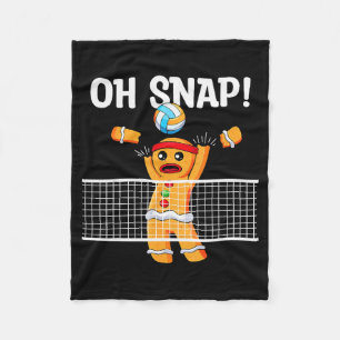 Gingerbread Man Oh Snap Christmas Volleyball Playe Fleece Blanket