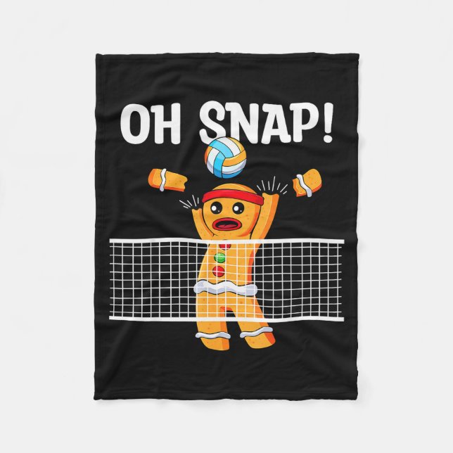 Gingerbread Man Oh Snap Christmas Volleyball Playe Fleece Blanket (Front)