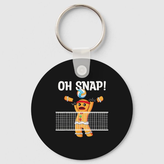 Gingerbread Man Oh Snap Christmas Volleyball Playe Key Ring (Front)