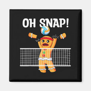 Gingerbread Man Oh Snap Christmas Volleyball Playe Magnet
