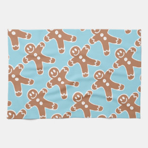 Gingerbread Man on Blue Tea Towel
