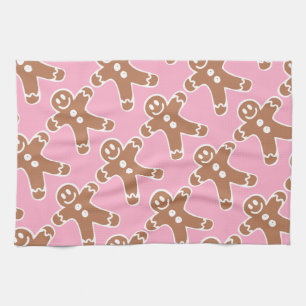 Gingerbread Man on Pink Tea Towel