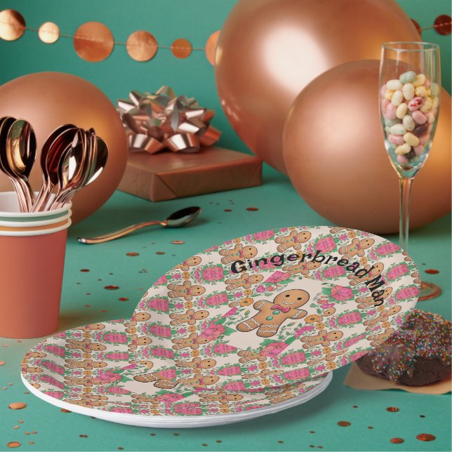 Gingerbread Man Paper Plate (Multi)