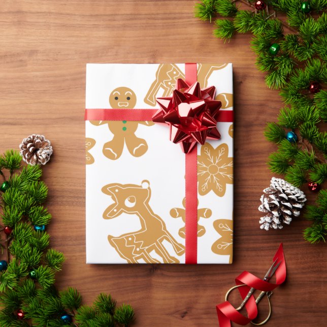 Gingerbread Man Pattern Christmas Wrapping Paper (Holiday Gift)