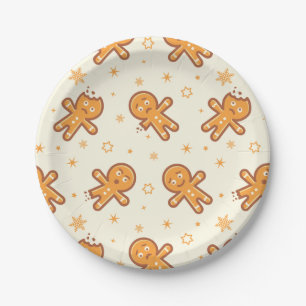 Gingerbread Man Pattern Paper Plate