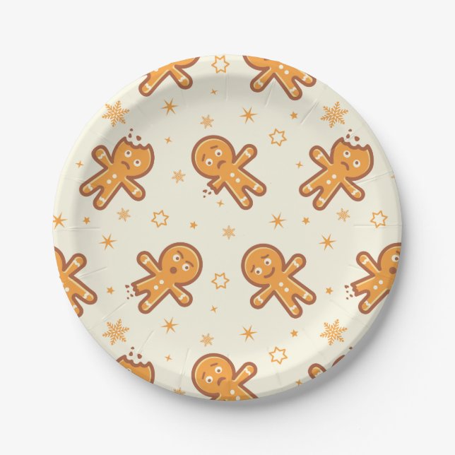 Gingerbread Man Pattern Paper Plate (Front)