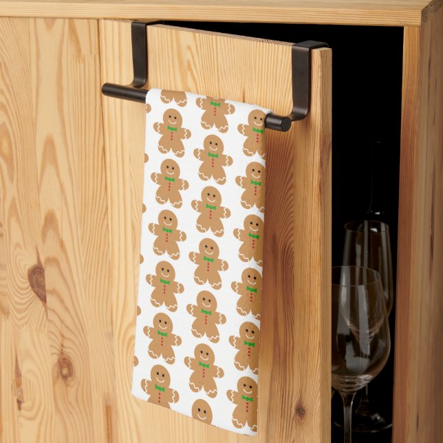 Gingerbread Man Pattern Tea Towel (Thirds Fold)