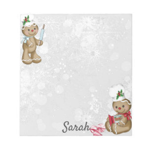 Gingerbread Man Personalise Name Stocking Stuffer Notepad