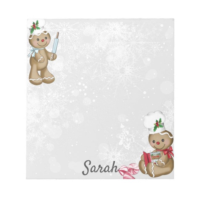 Gingerbread Man Personalise Name Stocking Stuffer Notepad (Front)