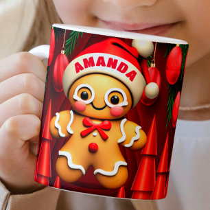 Gingerbread Man Personalized Kids Hot Chocolate Coffee Mug