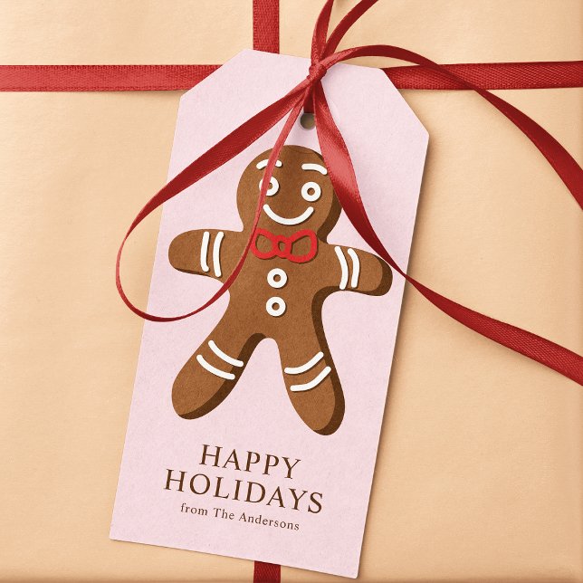 Gingerbread Man Pink Christmas Gift Tags (Creator Uploaded)