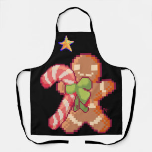 Gingerbread man, pixel art, pixel art apron