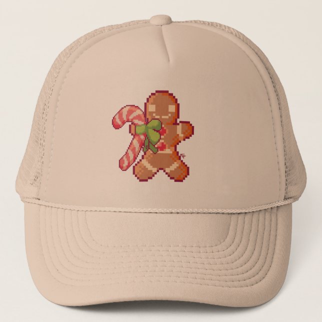 Gingerbread man. Pixelart, Pixel Art Trucker Hat (Front)