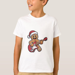Gingerbread Man Play Guitar Electric Christmas T-Shirt