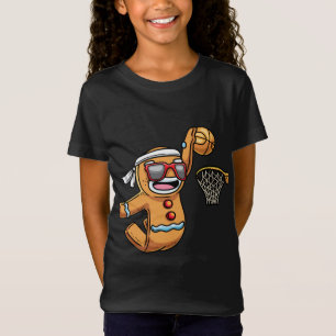 Gingerbread Man Playing Basketball Christmas Xmas T-Shirt