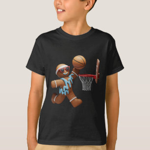 Gingerbread Man Playing Basketball Christmas Xmas  T-Shirt