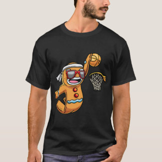 Gingerbread Man Playing Basketball Christmas Xmas  T-Shirt