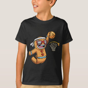 Gingerbread Man Playing Basketball Christmas Xmas T-Shirt