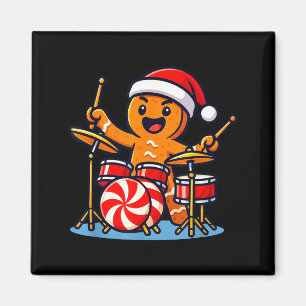 Gingerbread Man Playing Drums Magnet