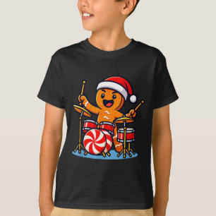 Gingerbread Man Playing Drums T-Shirt