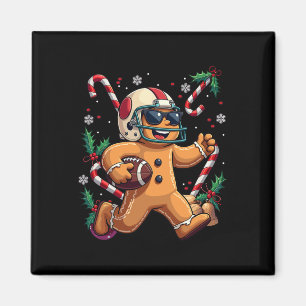 Gingerbread Man Playing Football Christmas Xmas Ki Magnet