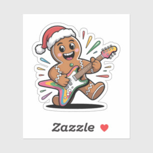 Gingerbread Man Playing Guitar Electric Santa