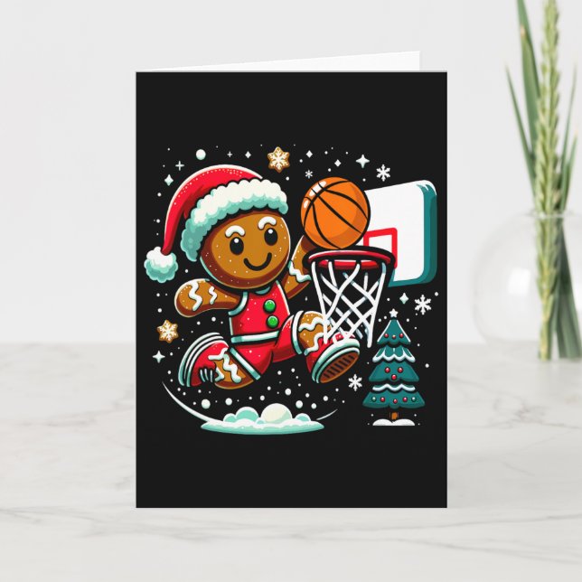 Gingerbread Man Playing Sketll Christmas Player Xm Card (Front)