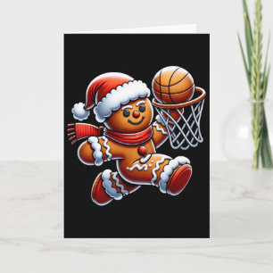 Gingerbread Man Playing Sketll Christmas Xmas Kids Card