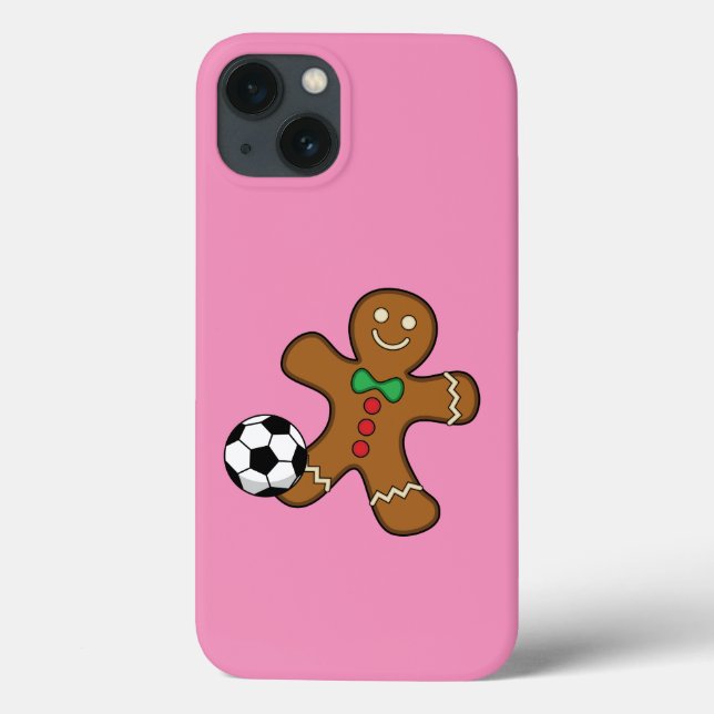 Gingerbread Man Playing Soccer Case-Mate iPhone Case (Back)