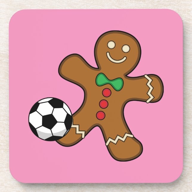 Gingerbread Man Playing Soccer Coaster (Front)