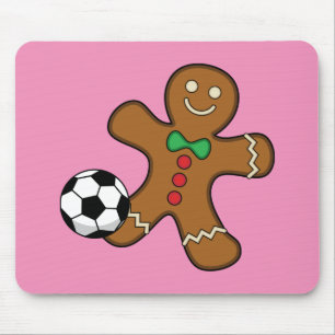 Gingerbread Man Playing Soccer Mouse Mat