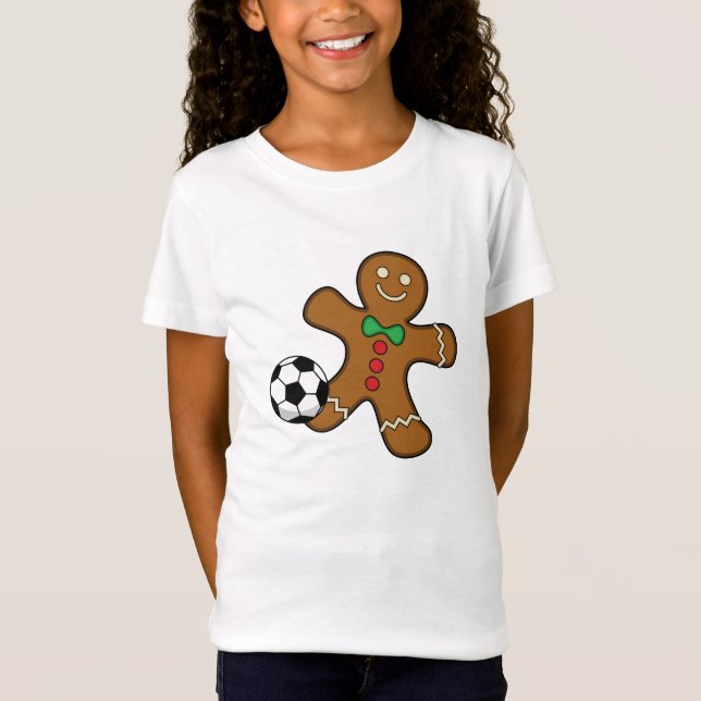 Gingerbread Man Playing Soccer T-Shirt (Front)