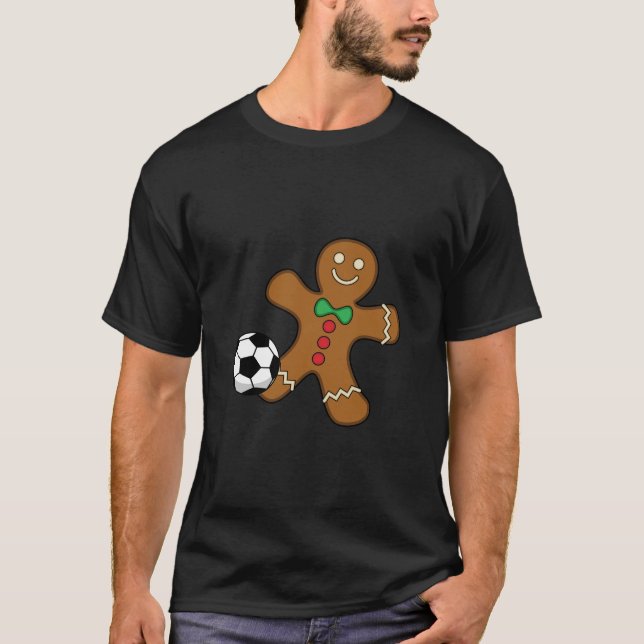 Gingerbread Man Playing Soccer T-Shirt (Front)