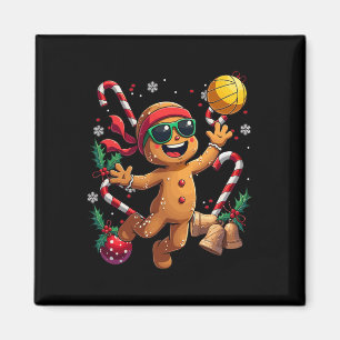 Gingerbread Man Playing Volleyball Christmas Xmas  Magnet