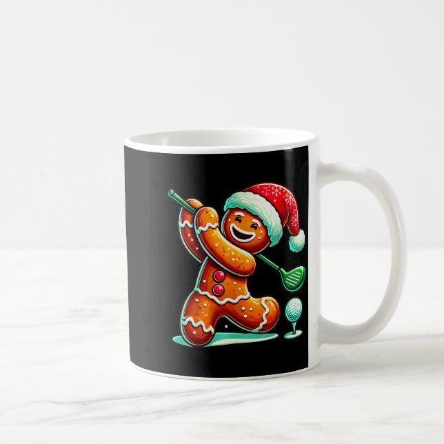 Gingerbread Man Plays Golf Christmas Golfing Santa Coffee Mug (Right)
