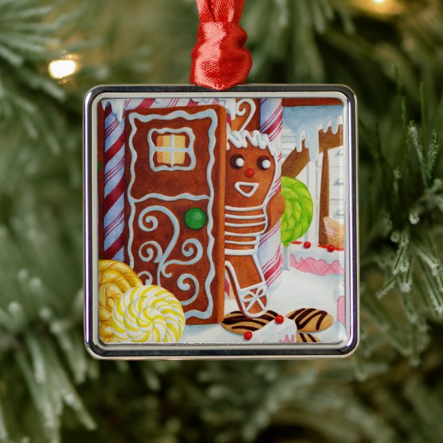 GINGERBREAD MAN Premium Square Ornament (Tree)