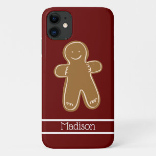 Gingerbread Man Red Personalised Name Cute iPhone 11 Case