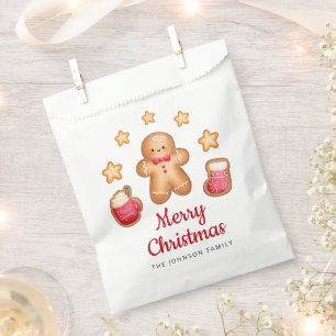 Gingerbread Man Red Script Christmas Favour Bags