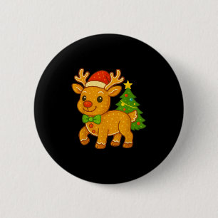 Gingerbread Man Reindeer Santa Hat Christmas Tree  6 Cm Round Badge