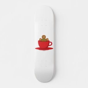 Gingerbread Man Relaxing In Hot Chocolate Red Cup Skateboard