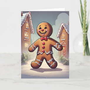 Gingerbread Man Retro Concept Art Holiday Card