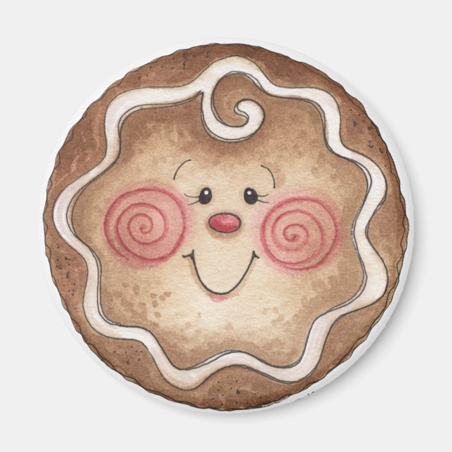 Gingerbread Man Round Magnet (Front)